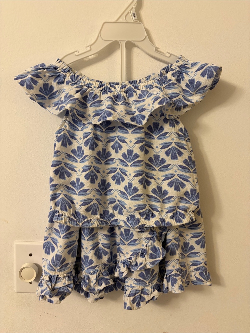 Sigrid Olsen White and Blue Floral Ruffle Girls Matching Set